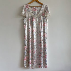 vintage nightie nightgown pink Satin dress floral Long Boho Romantic