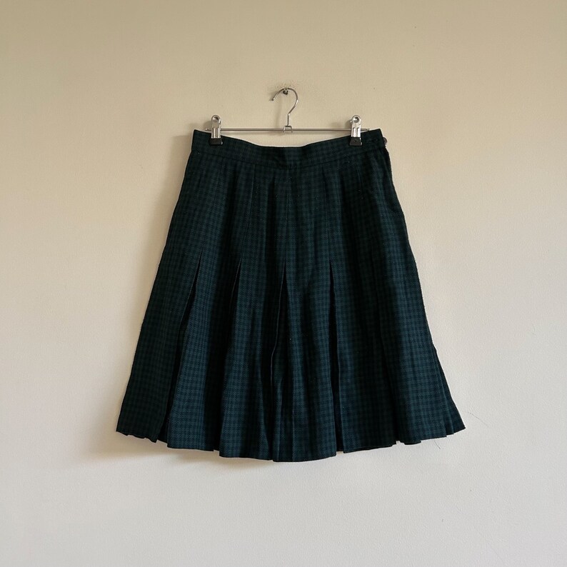 vintage jupe écossaise verte jupe kilt plissée des années 90 pied-de-poule image 2