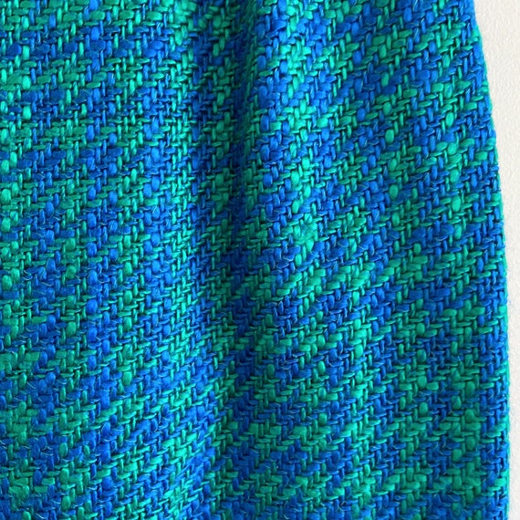 vintage blue green mini skirt check houndstooth 8… - image 5