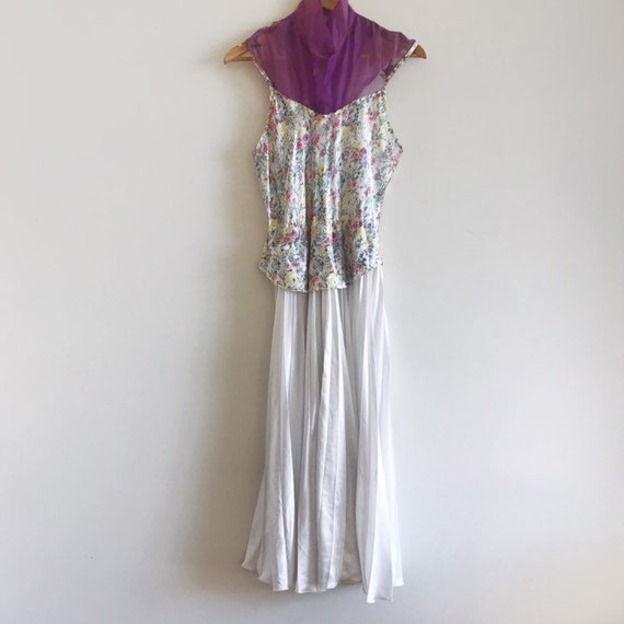 Vintage floral dress // pleated satin dress // vi… - image 4