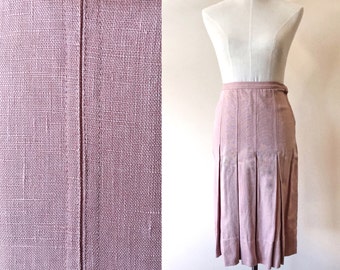 Falda plisada vintage // falda rosa empolvado vintage // falda lápiz vintage