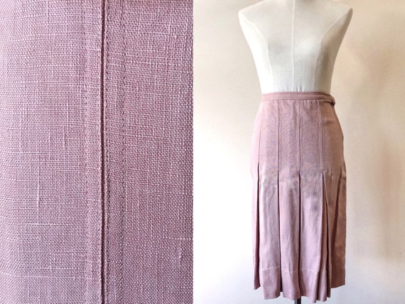 Vintage pleated skirt // vintage dusty pink skirt