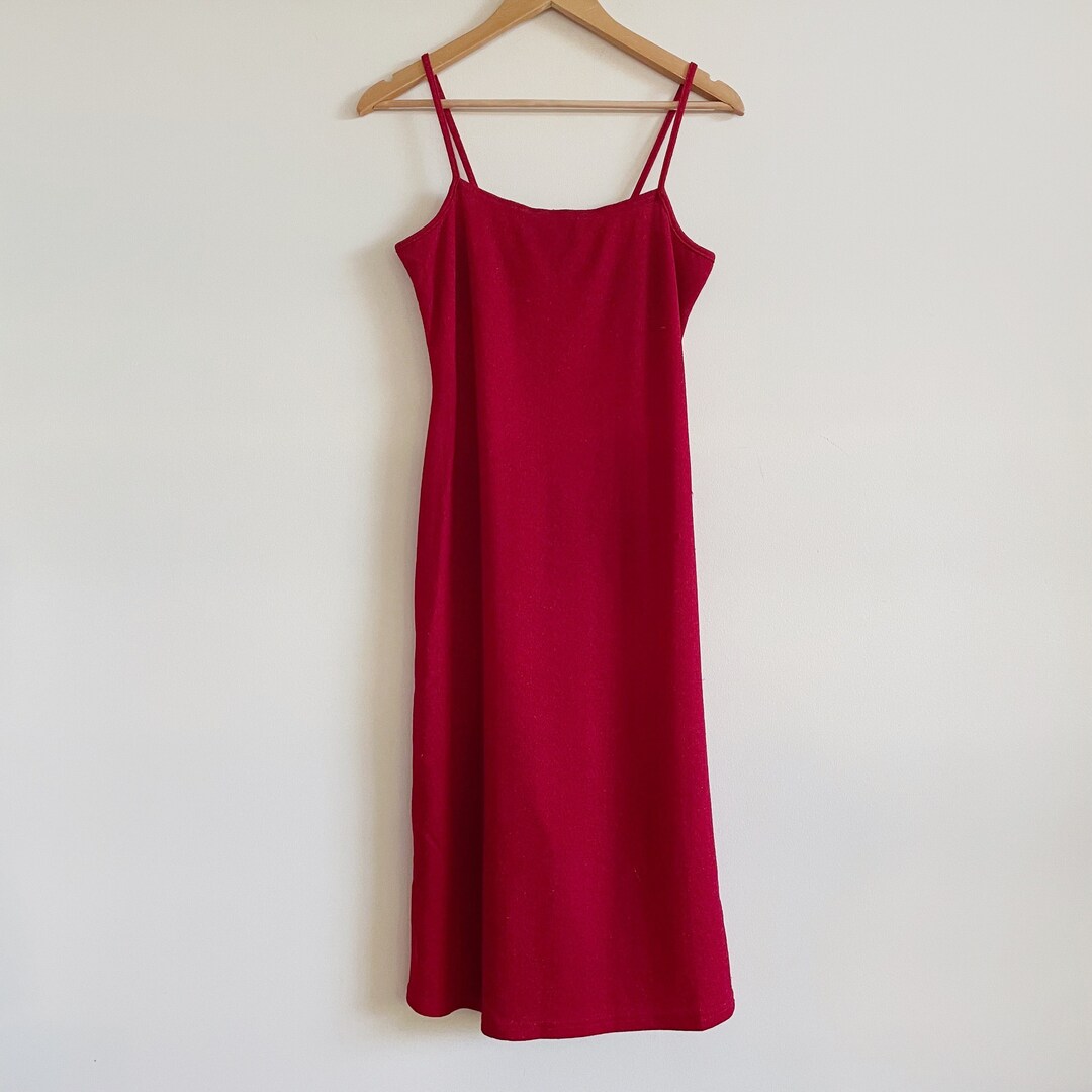 Vintage Red Slip Dress Stretchy Shiny Glitter Slip Dress. Etsy
