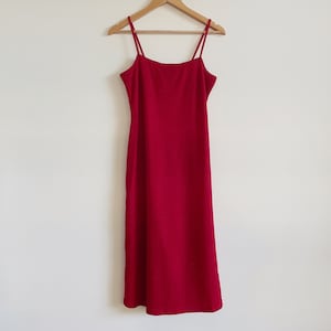 vintage red slip dress stretchy shiny glitter slip dress.