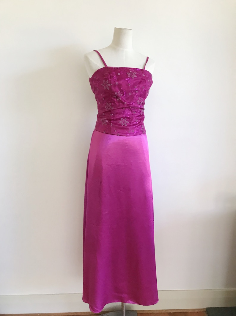 vintage 90s pink purple fuchsia formal dress