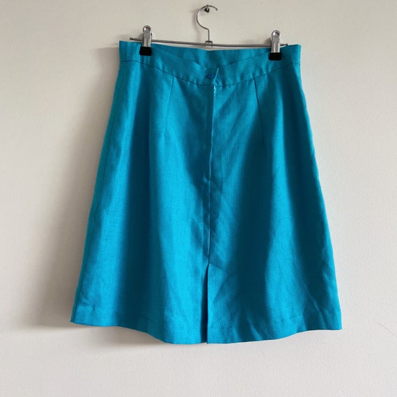 vintage blue turquoise mini skirt 70s 80s 90s ret… - image 3