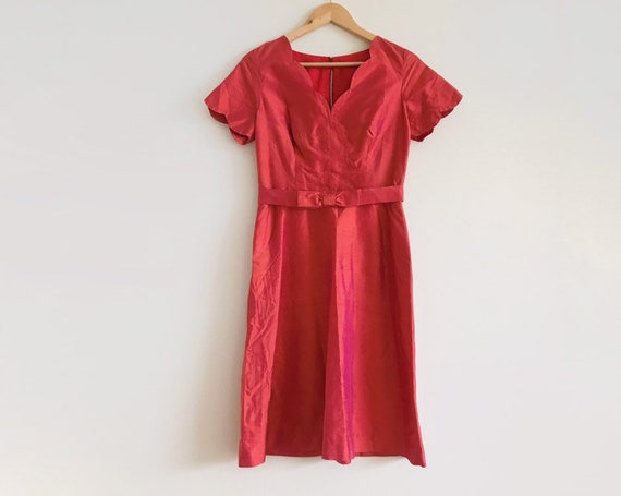 Vintage Orange Pink iridescent dress // 60s irides