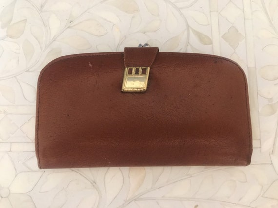 vintage leather purse // vintage tan leather walle