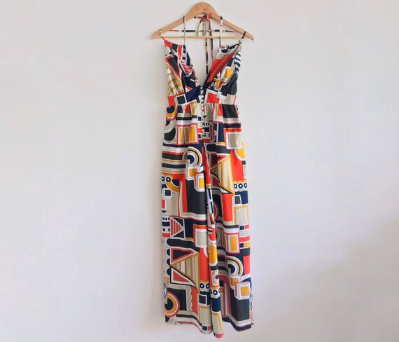 Vintage 70s jumpsuit // bright geometric jumpsuit