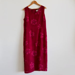 Vintage midi-jurk jaren 90 bloemen - rood Y2K Millers Shift