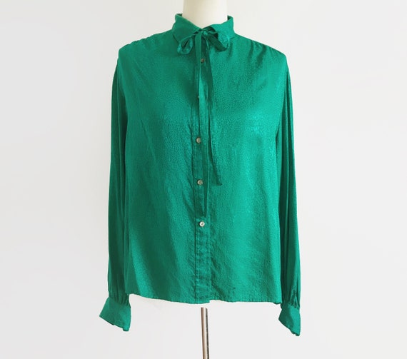 emerald green high neck blouse