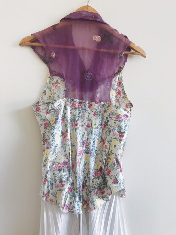 Vintage floral dress // pleated satin dress // vi… - image 6