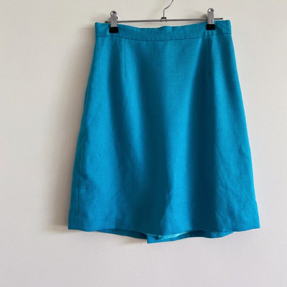 vintage blue turquoise mini skirt 70s 80s 90s ret… - image 2