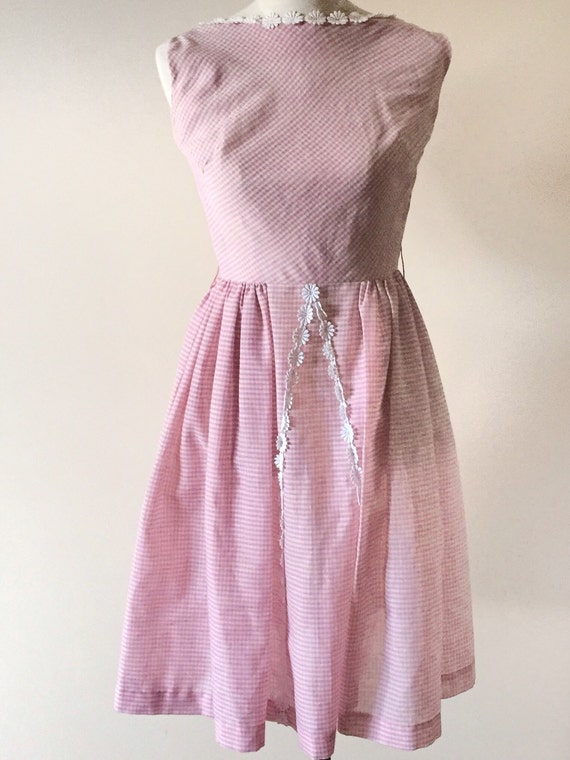 Vintage gingham 50s 60s pink dress / vintage pink… - image 5