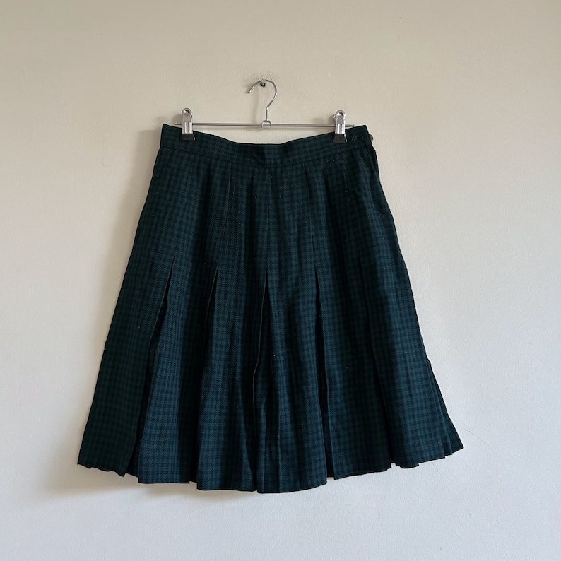 vintage jupe écossaise verte jupe kilt plissée des années 90 pied-de-poule image 1