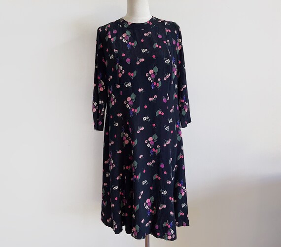 Vintage Ditsy Floral 90s 80s mini dress fruit prin