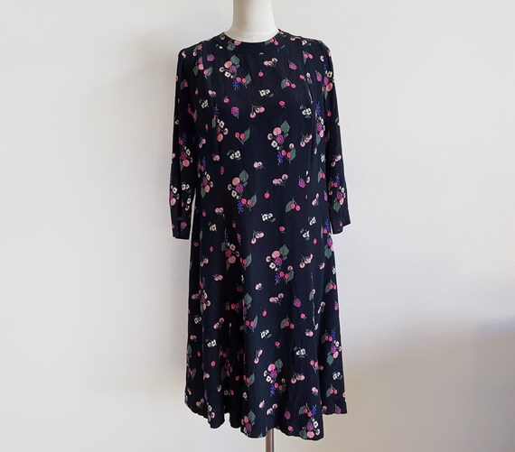 Vintage Ditsy Floral 90s 80s mini dress fruit pri… - image 1