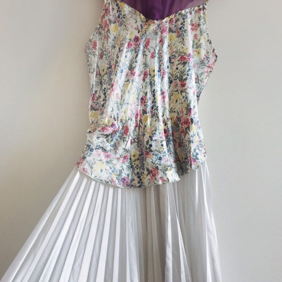 Vintage floral dress // pleated satin dress // vi… - image 7