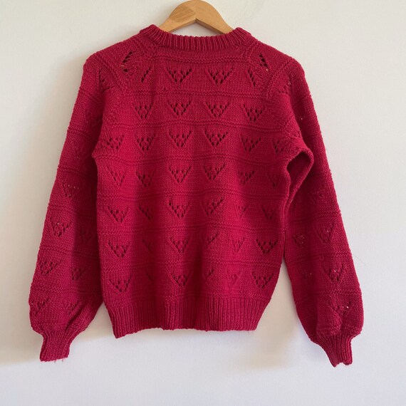 Vintage red jumper Sweater Knit Statement open kn… - image 2