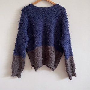 vintage Jumper Blue Grey knit sweater jumper slouchy 80s 90s