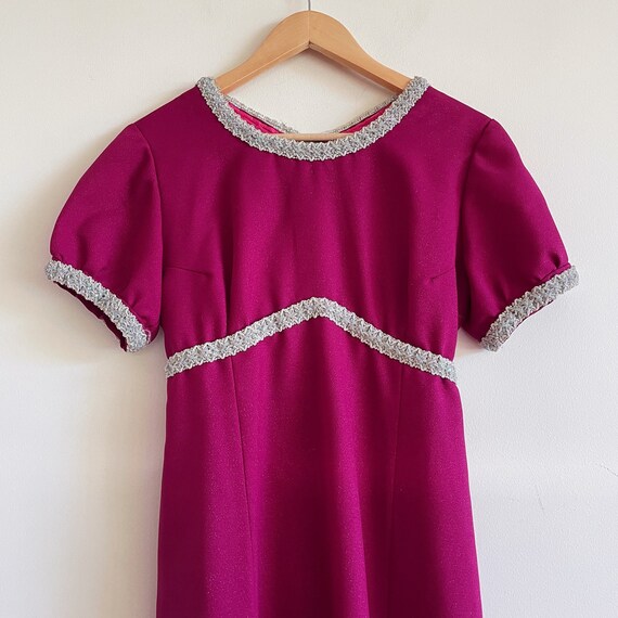 vintage 90s pink purple Dress embelished fuchsia … - image 5