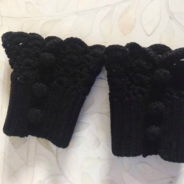 Vintage knit gloves // vintage black cuffs // vintage knit cuffs // vintage black gloves