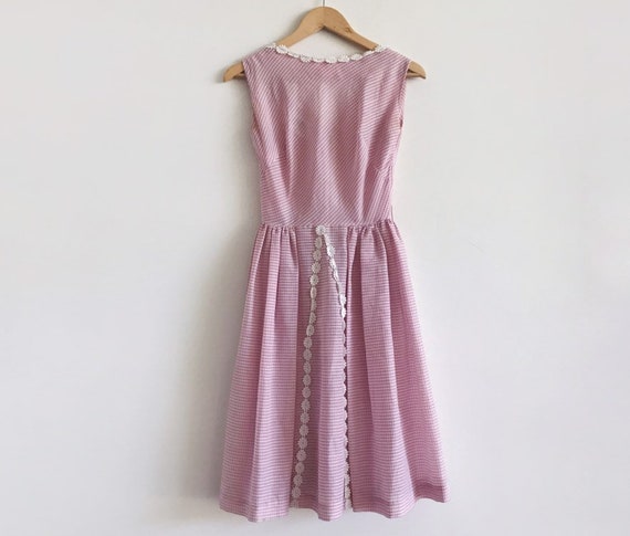 Vintage gingham 50s 60s pink dress / vintage pink… - image 1