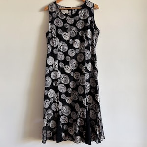 Vintage 90s y2k Black Midi Dress Minimalist Black Silver Ricki Renee