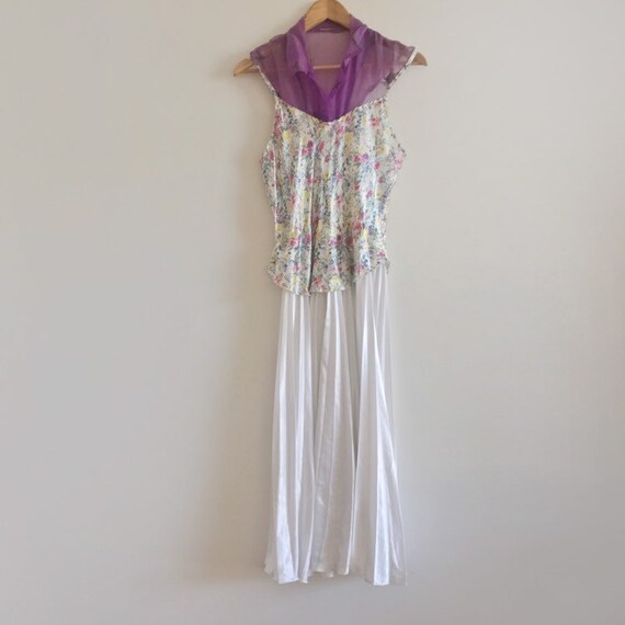 Vintage floral dress // pleated satin dress // vi… - image 3