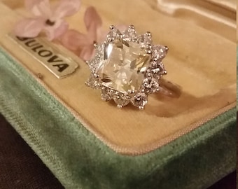 Vintage Cocktail Ring Designer Yellow CZ Ring