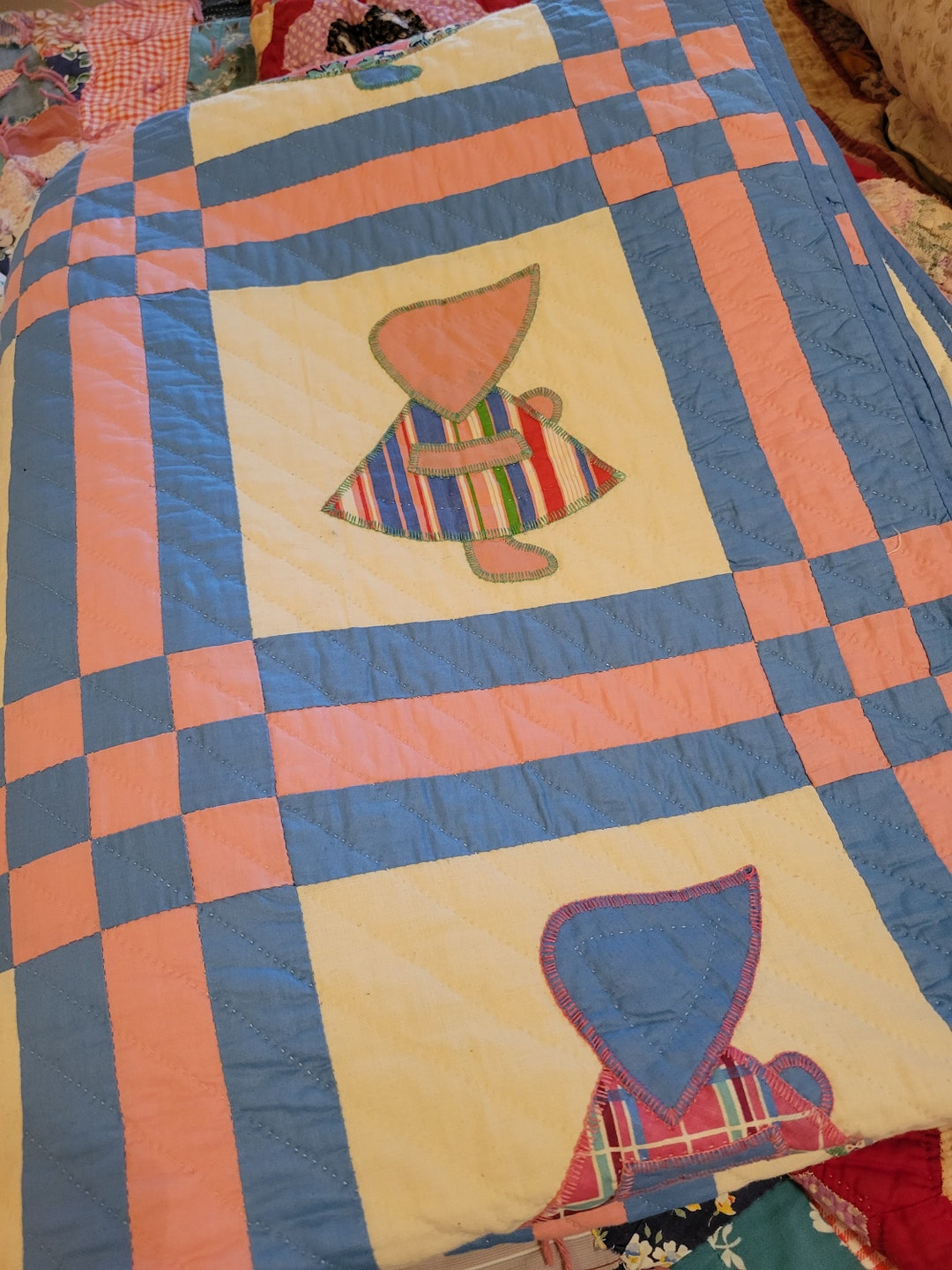 Huge Stunning Antique Quilt Stunning Dutch Girl Quilt Huge Etsy