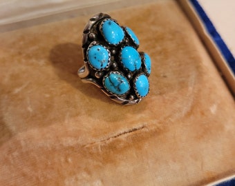 Vintage Turquoise Nugget Ring Beautiful Blue