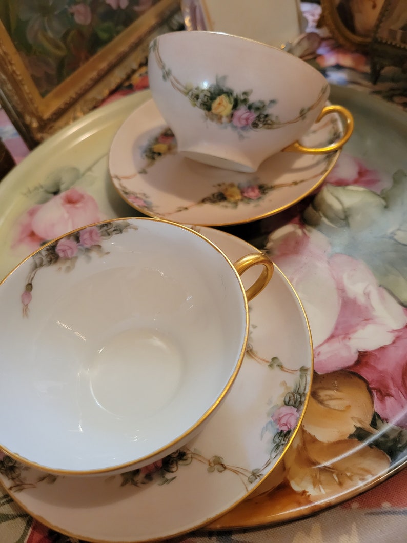 Antique Limoges Coffee Cups Hand Painted Limoges Etsy