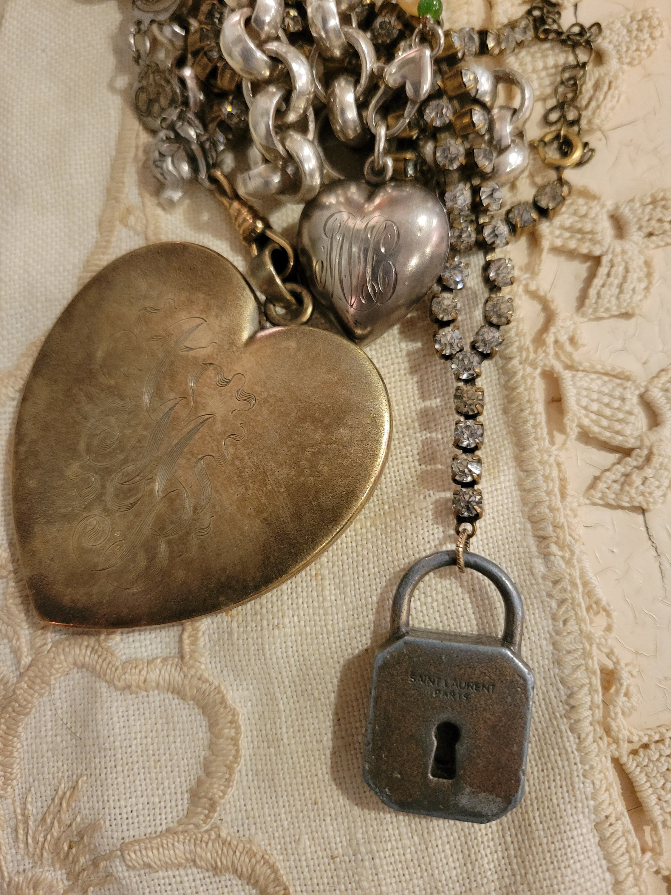 Vintage Padlock Necklace Authentic Yves Saint Laurent Designer Old