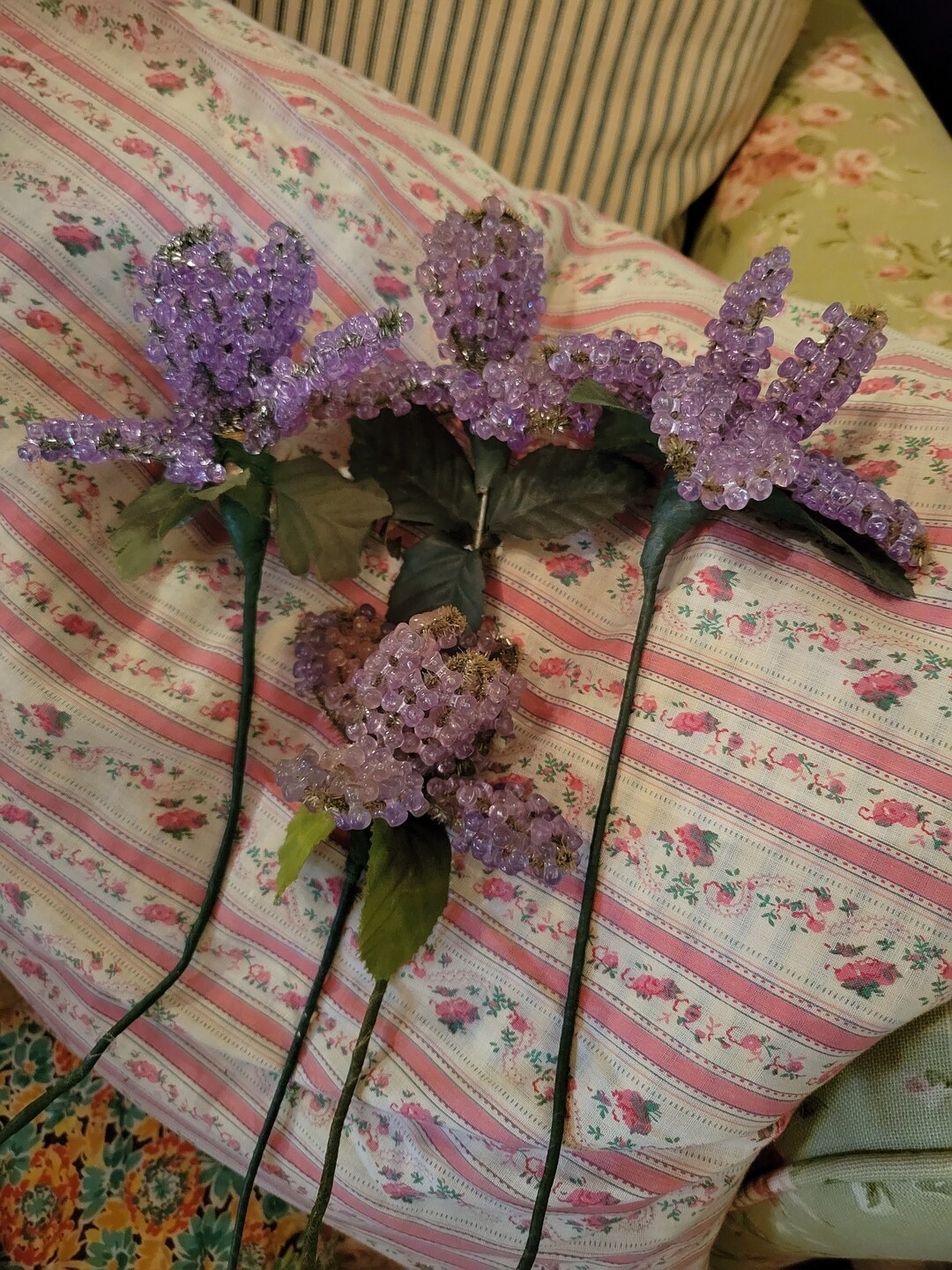 Vintage French Beaded Flowers Beaded Flowers Etsy