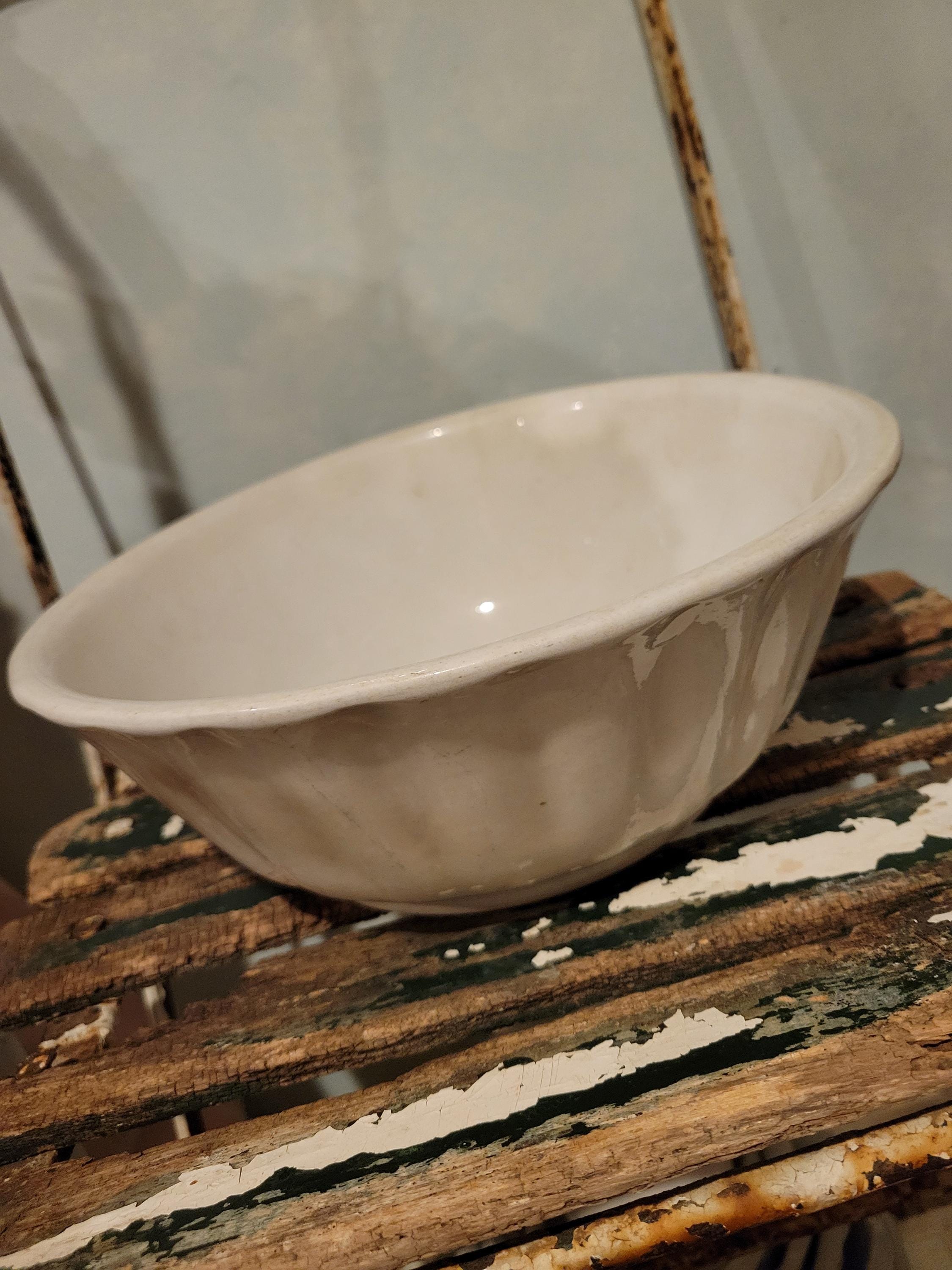 Antique Ironstone Bowl Stained Large - Etsy