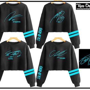 SHINEE autograph tees & crewneck cropped or full length - printed in rich Turq ink Onew, Taemin, Jonghyun, Key, Minho