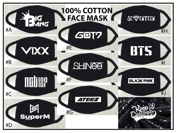Kpop Mouth Face Mask Ikon Monstax Got7 Exo Twice Super Etsy