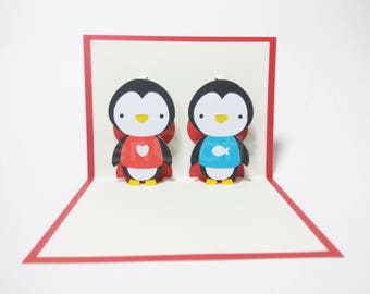 Penguin Couple Pop Up Card