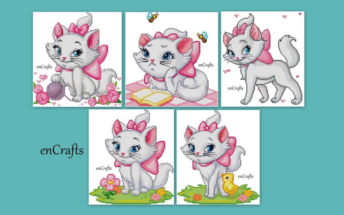 Marie the Cat 5 Cross Stitch Patterns Etsy Canada