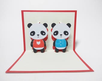 Panda Couple Pop Up Card