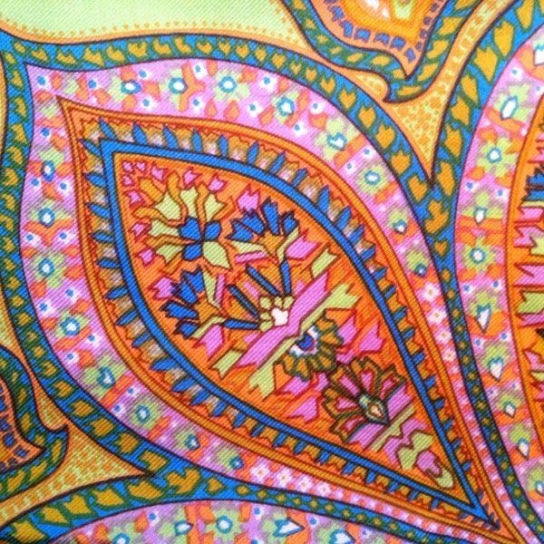 Vintage 1960s Liberty of London multicolor paisley print silk scarf with gold border