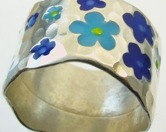 Alliance, bague en argent, argent recyclé, alliance femme. Bague de 20 fleurs, Bague sur commande, BIJOUX DE JOIE
