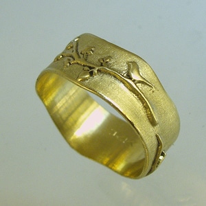 Love Birds ring,Woman Wedding Band,14 karat  ring, Recycled gold, Wedding Band, Made To Order  ring,man,men,gold ring