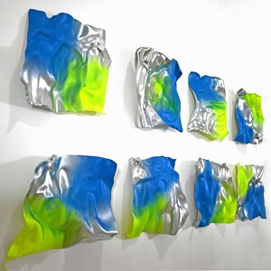 Upcycled wall sculpture Metallic Waves 4