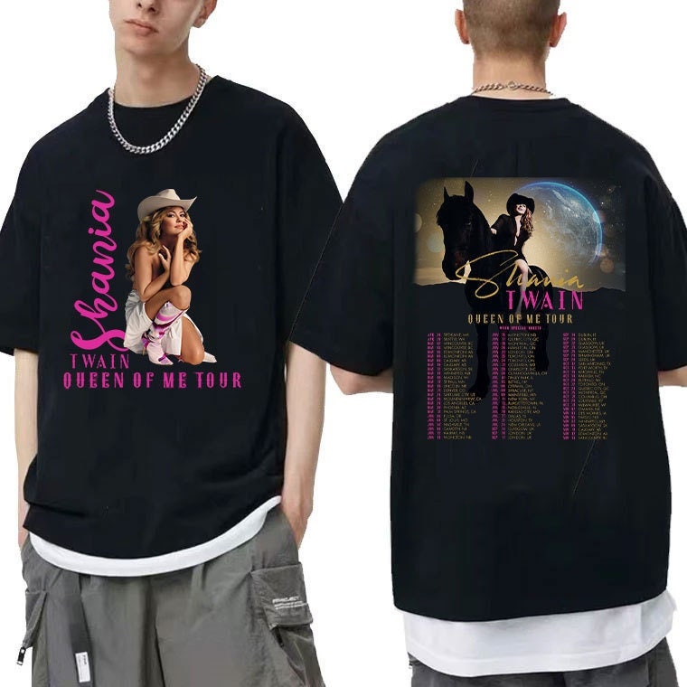 Discover Queen Of Me Tour 2023 Shania Twain Shirt, Shania Twain Tee Vintage Double Sided Shirt