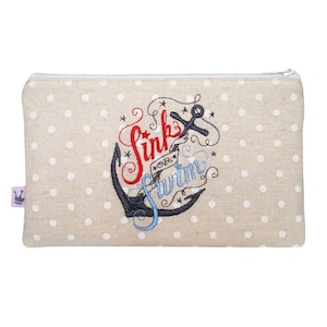 Zipper Pouch «Sink or Swim», Sailor, Anchor, Sea