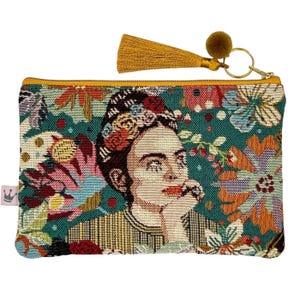 Bolsa con cremallera «Frida 5», Bolsa cosmética, Bolsa cosmética, Bolsa de maquillaje, Frida Kahlo, Mexicana, Arte Mexicano, Arte Tradicional, Rosas, Arte Frida Kahlo