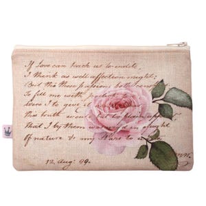 Bolsa com zíper «Script Rose», Cartão postal vintage, Carta vintage, Lovelette