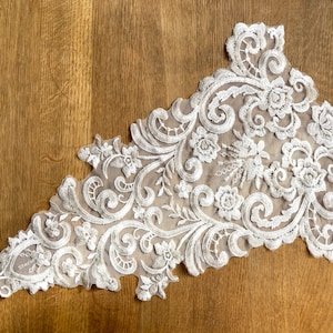 Large lace applique, Applique, Wedding dress, Tulle, Ivory, Lace, Venice lace applique, Venice lace, Bridal